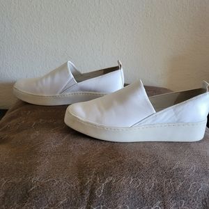 Vince Saxon white leather slip ons - used like new